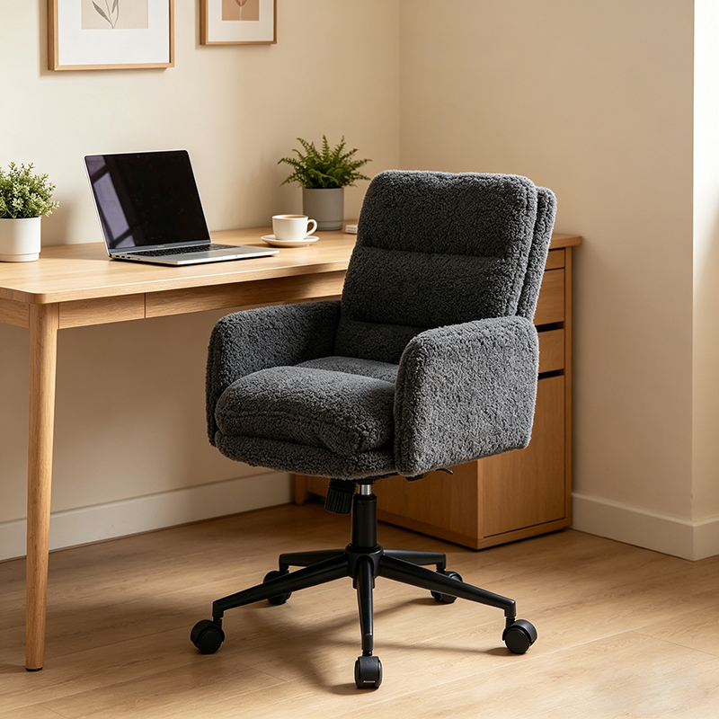 ROBERDS, Office Chair with Wheels, Swivel Chair, Height-adjustable Desk Chair, Thick Backrest, Home Office Chair, Comfortable for Study, Bedroom, Green