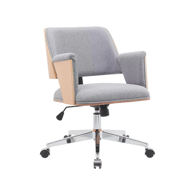 MONICA, Bentwood Office Chair, Fabric Computer Chair, Adjustable Chair with Wheels