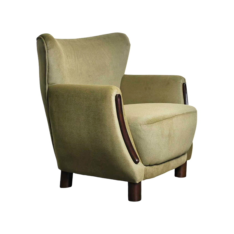 YULISA, Accent Chair, Fabric Club Chair, Velvet Upholstered Armchair