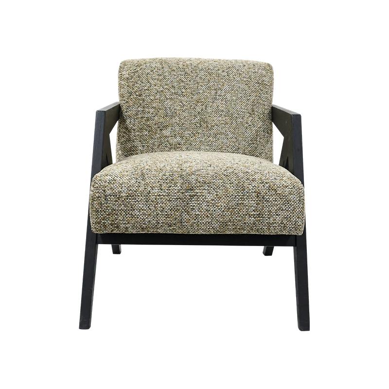 CERELIA, Upholstered Accent Chair, Fabric Armchair with Rubber Wood Frame