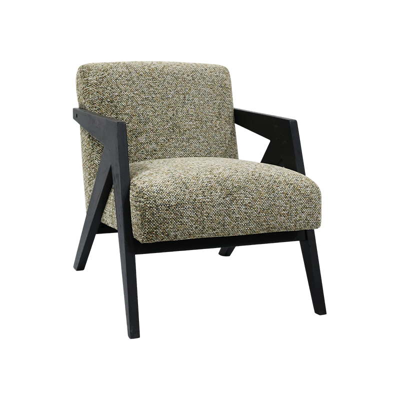 CERELIA, Upholstered Accent Chair, Fabric Armchair with Rubber Wood Frame