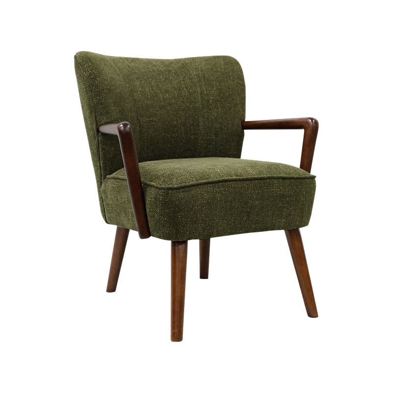 FELTON, Upholstered Accent Chair, Velvet Armchair, Rubber Wood Frame Leisure Chair for Reading and Living