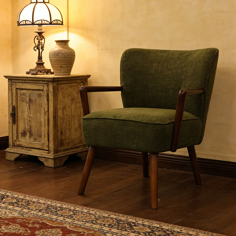 FELTON, Upholstered Accent Chair, Velvet Armchair, Rubber Wood Frame Leisure Chair for Reading and Living