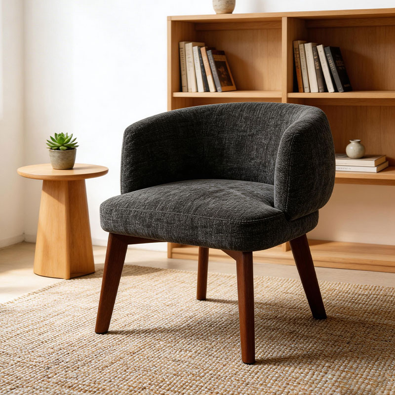 RAY, Upholstery Accent Dining Chair, Crossed Wood Leg, Modern Design Thick Cushion Chair