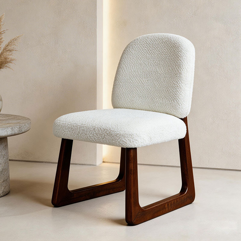 IBAR Fabric Dining Chair Armless Design with Solid Wood Legs