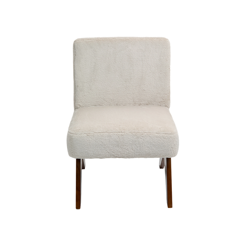 ATTICUS Armless Accent Chair with Loop Velvet Fabric, Rubber Wood Legs in Walnut Finishing