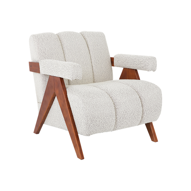 ISLABELLA Rubber Wood Frame with Boucle Fabric, Stylish Lounge Chair