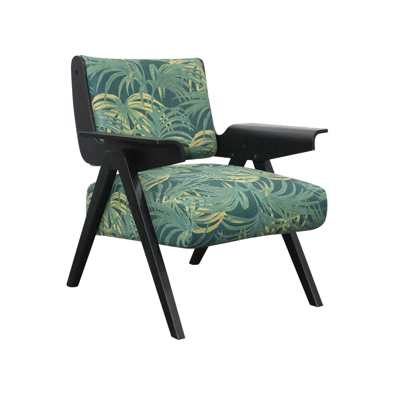 CARINA, Accent Chair Rubber wood fabric Armchair, Stylish Leisure Chair