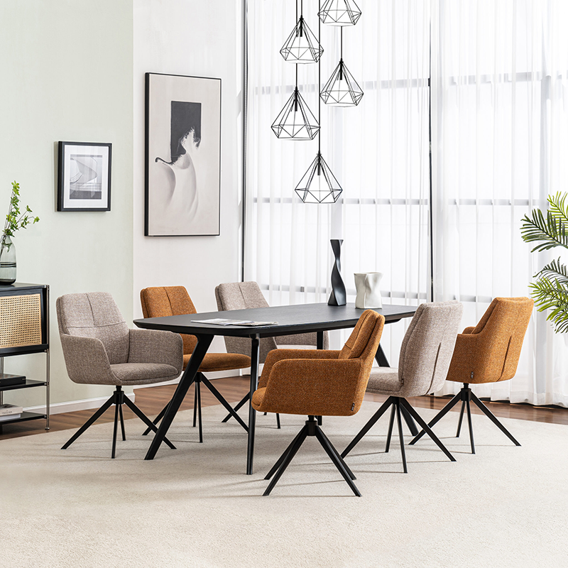 SELMA, Rotation Dining Chair,Upholstered Chair for Living Room, Dining Room, Metal Leg