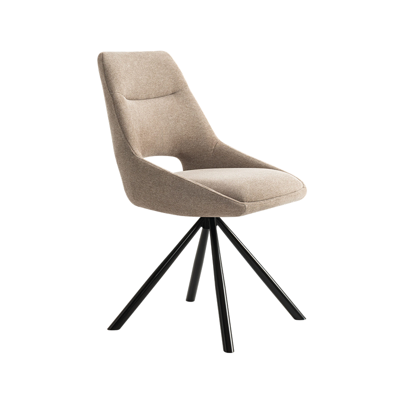 CONQUEROR, Rotation Dining Chair,Upholstered Chair for Living Room, Dining Room, Open-Back metal leg