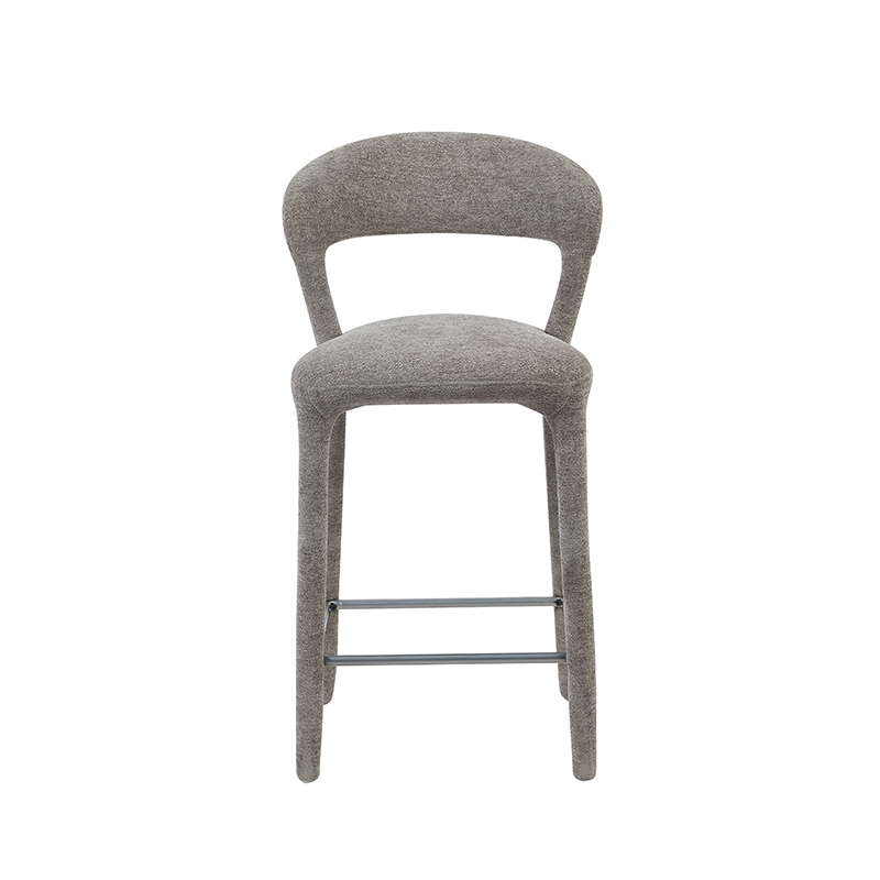 ALBA Curved Back Fabric Bar Stool with Footrest