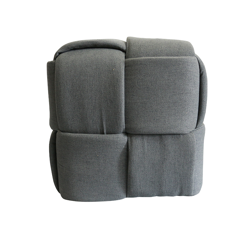 HORVA Upholstered Square Ottoman with Woven Effect